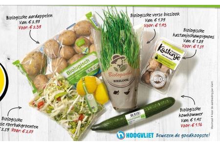 20 korting op alle biologische groenten en fruit