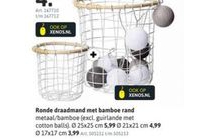ronde draadmand met bamboe rand