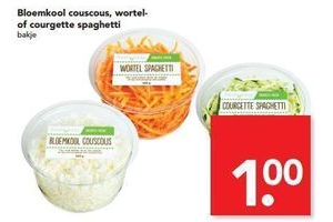 bloemkool couscous wortel of courgette spaghetti