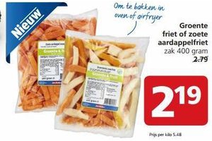 groente friet of zoete aardappelfriet