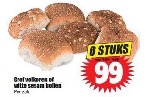 grof volkoren of witte sesam bollen