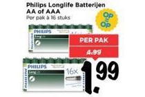 philips longlife batterijen aa of aaa