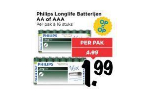 philips longlife batterijen aa of aaa