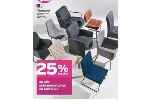 25 korting op alle eetkamerstoelen en fauteuils