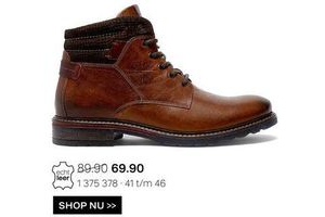 bruin leren veterboot