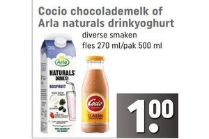 cocio chocolademelk of arla naturals drinkyoghurt