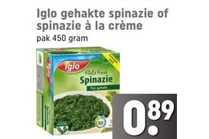 iglo gehakte spinazie of spinazie a la creme