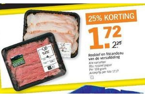 rosbief en fricandeau van de versafdeling