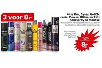 gliss kur syoss got2b junior power ultime en taft haarspray en mousse