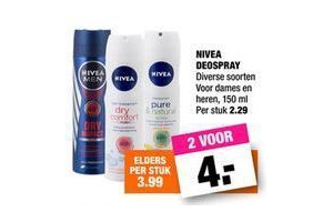 diverse soorten nivea deo spray