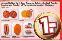 ambachtelijke slavinken zigeuner gehaktschnitzel runderhamburger runder of varkensbraadworst of kipburger