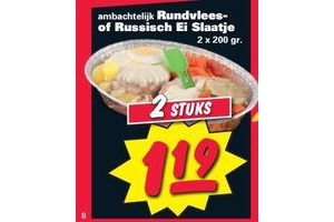 ambachtelijk rundvlees of russisch ei slaatje
