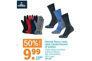nomad fleece muts sjaal handschoenen of sokken