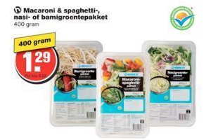 macaroni en spaghetti nasi of bamigroentepakket