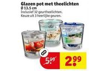 glazen pot met theelichten