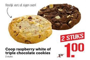 coop raspberry white of triple chocolate cookies