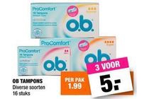 diverse soorten o b tampons