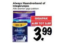 always maandverband of inlegkruisjes