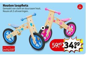 Grondig Spektakel ik heb dorst Playing Kids houten loopfiets voor €34,99 - Beste.nl