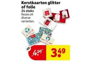 kerstkaarten glitter of folie