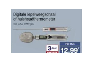 digitale lepelweegschaal of huishoudthemometer
