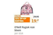 o neill rugzak roze bloem