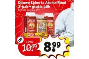 douwe egberts aroma rood 2 pak gratis blik