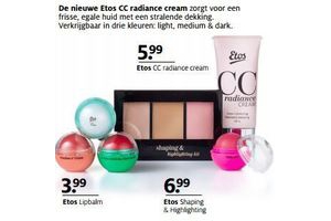 etos cc radiance cream lipbalm en shaping en highlighting