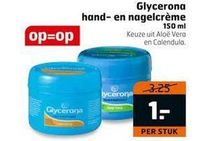 glycerona hand en nagelcreme 150 ml nu voor 1 euro