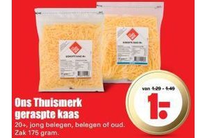 ons thuismerk geraspte kaas
