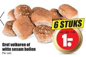 grof volkoren of witte sesam bollen