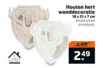 houten hert wanddecoratie 18 x 21 x 7 cm