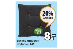 lusern zitkussen 42x42x5cm nu eur8 per stuk