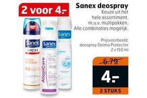 sanex deospray 2 stuks voor eur4
