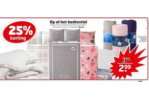 25 korting op al het bedtextiel