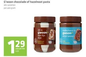 g woon chocolade of hazelnoot pasta