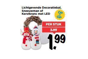 lichtgevende decoratiebal sneeuwman of kerstkrans