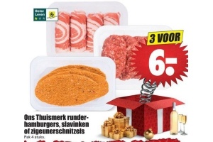 ons thuismerk runderhamburgers slavinken of zigeunerschnitzels