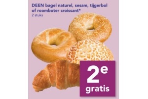 deen bagel naturel sesam tijgerbol of roomboter croissant