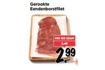 gerookte eendenborstfilet per 100 gram nu eur2 99