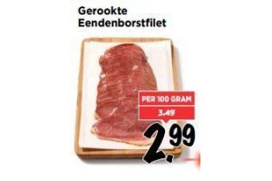 gerookte eendenborstfilet per 100 gram nu eur2 99