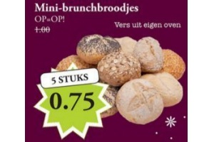 mini brunchbroodjes 5 stuks voor eur0 75