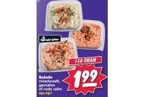 salade rivierkreeft garnalen of rode zalm