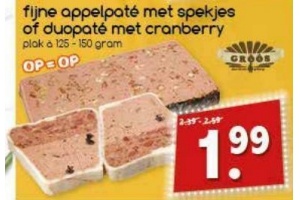 fijne appelpate met spekjes of duopate met cranberry