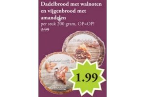 dadelbrood met walnoten en vijgenbrood met amandelen per stuk eur1 99