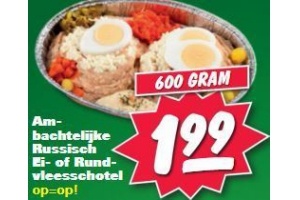 ambachtelijke russisch ei of rundvleesschotel