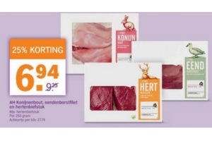 ah konijnenbout eendenborstfilet en hertenbiefstuk