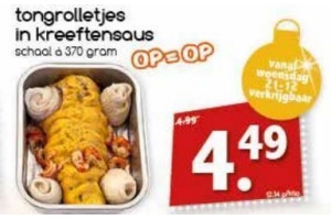 tongrolletjes in kreeftensaus nu eur4 49 per stuk