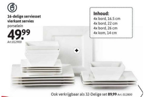 16 delige serviesset vierkant servies