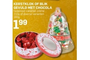 kerstklok of blik met chocolade